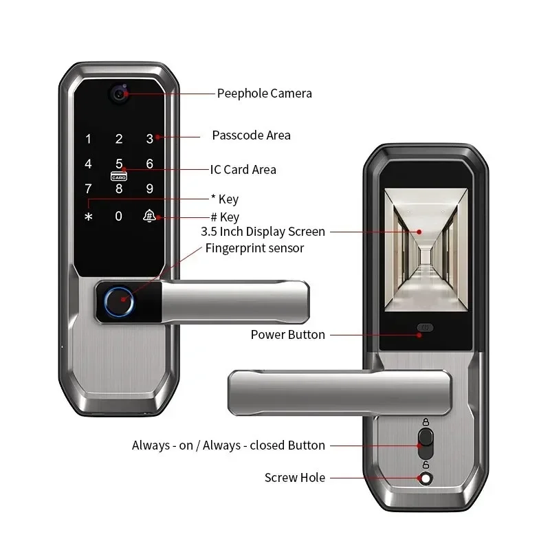 Smart Door Lock Wifi - 투야 와이파이 스마트 도어락, 피프홀 카메라
